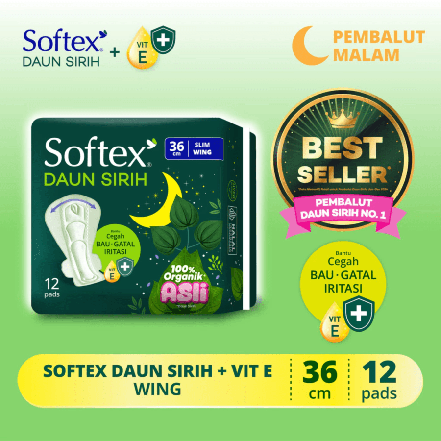 Softex Daun Sirih Wing 36cm Pembalut Kewanitaan 12pcs