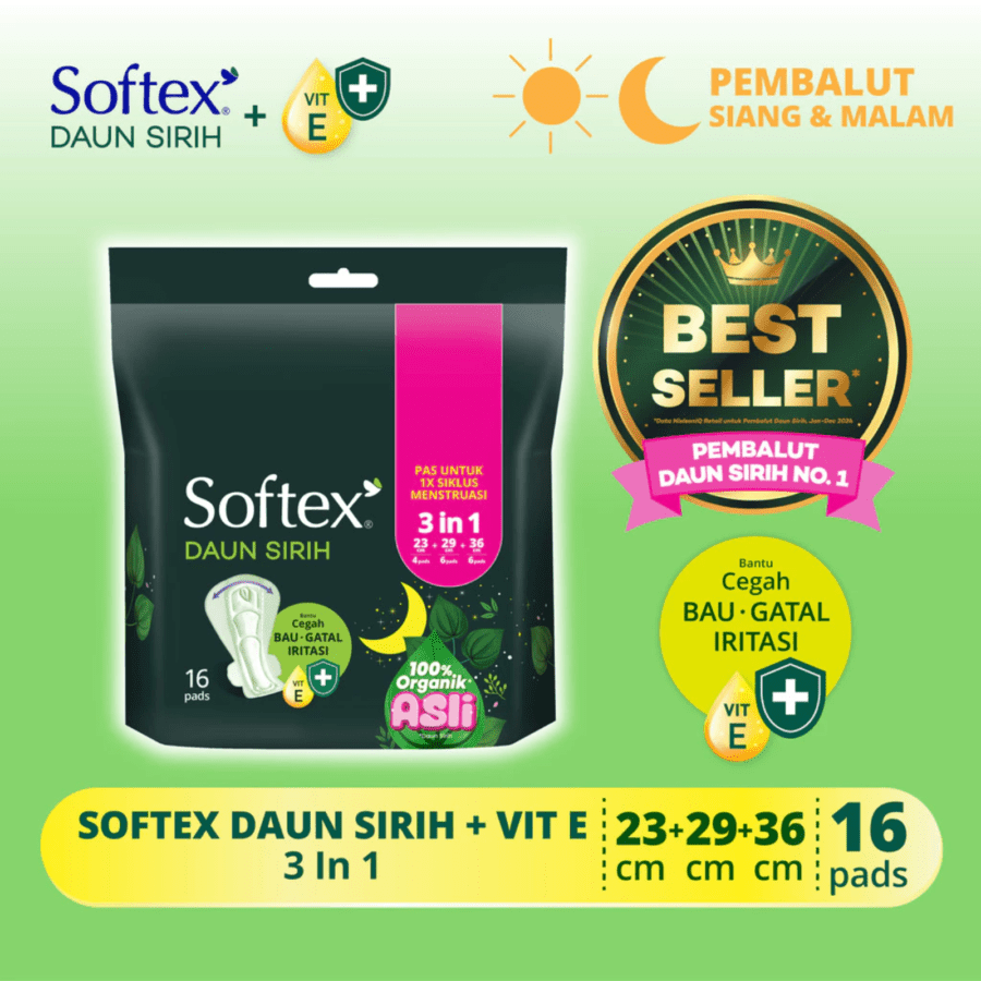 Softex Daun Sirih 3in1 Pembalut Kewanitaan 16pcs