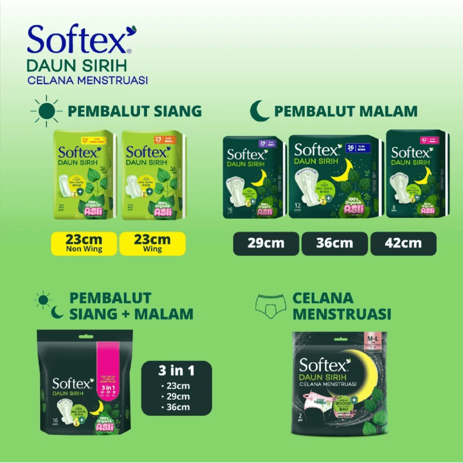 Softex Daun Sirih Size M-L Celana Menstruasi 2pads