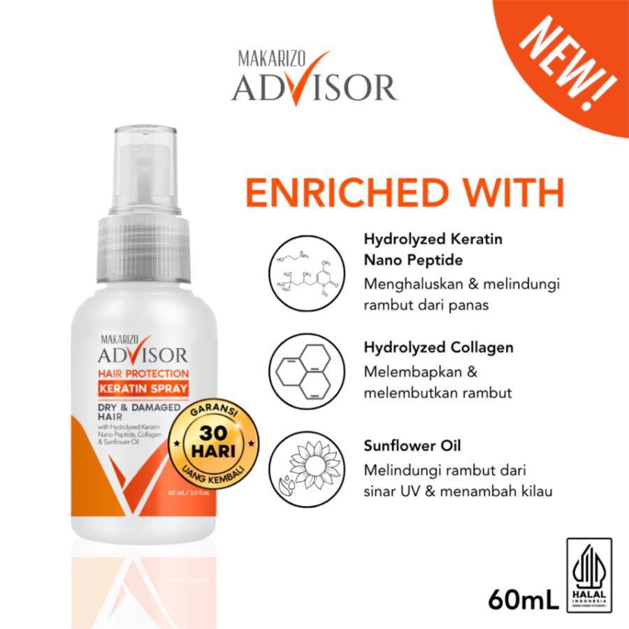 Makarizo Advisor Hair Protection Keratin Spray Perawatan Rambut 60ml