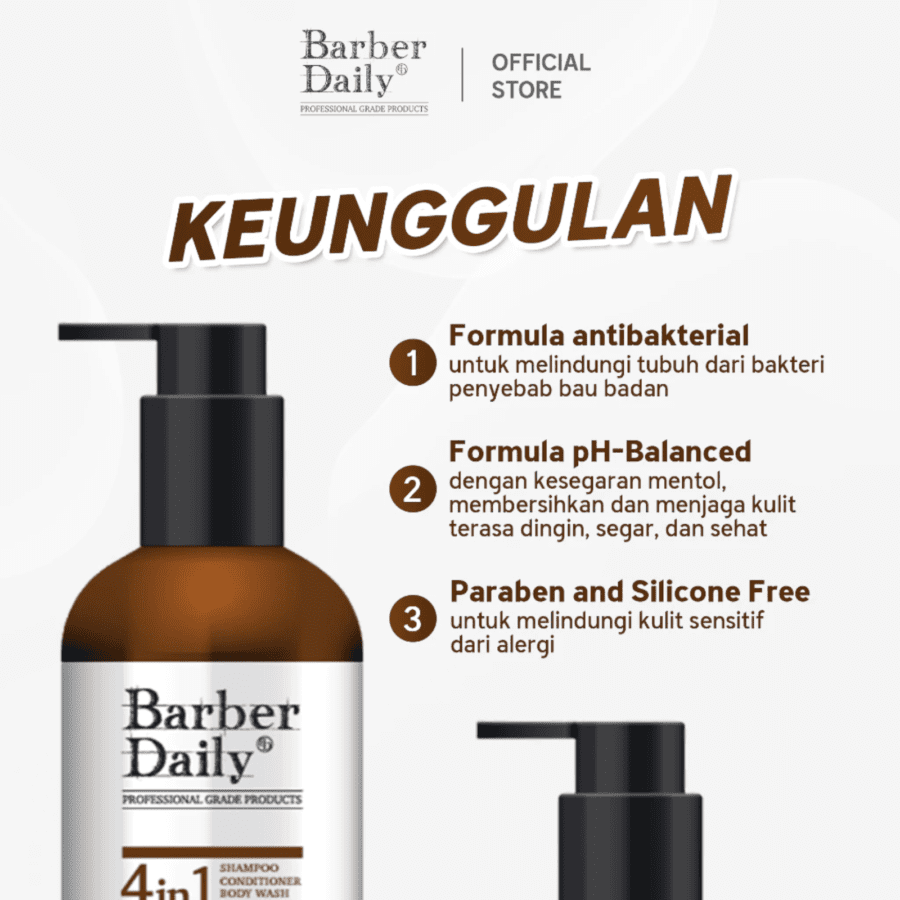 Barber Daily 4in1 Shampoo, Conditioner, Face Wash & Body Wash 220ml