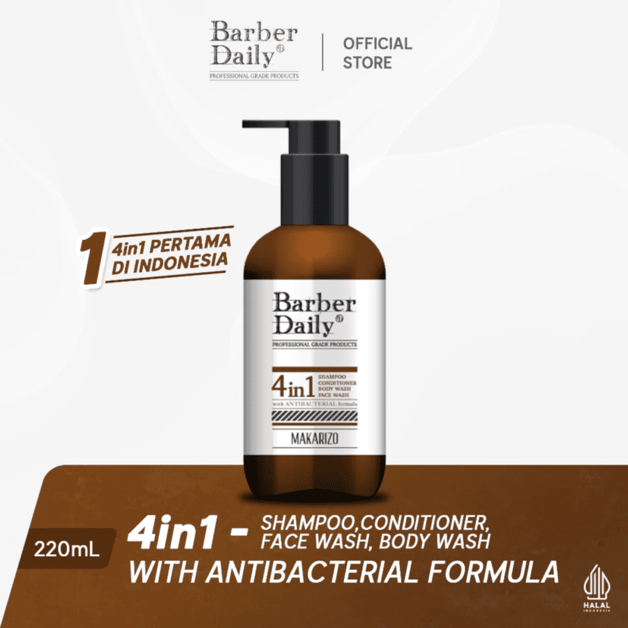 Barber Daily 4in1 Shampoo, Conditioner, Face Wash & Body Wash 220ml