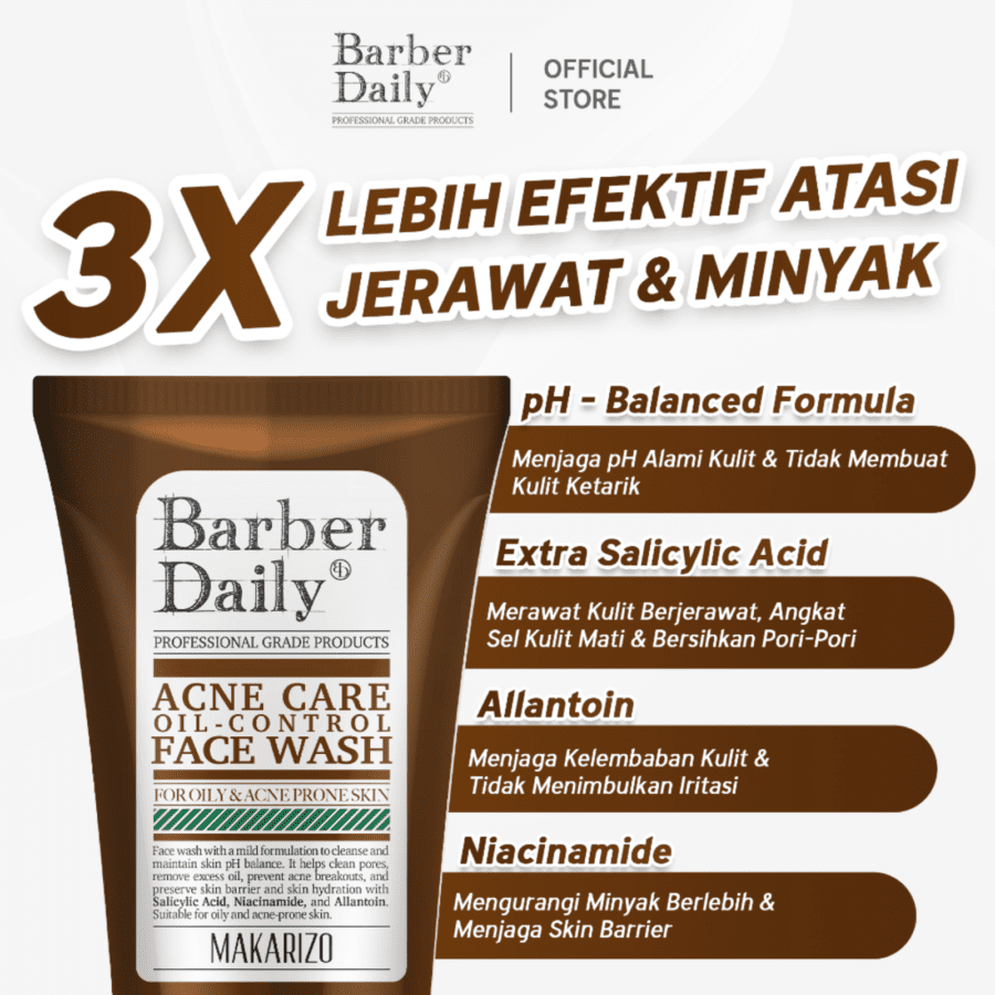 Barber Daily Acne Care & Oil Control Face Wash 100ml