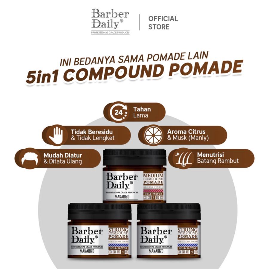 Barber Daily Medium Compound Pomade Jar 75ml