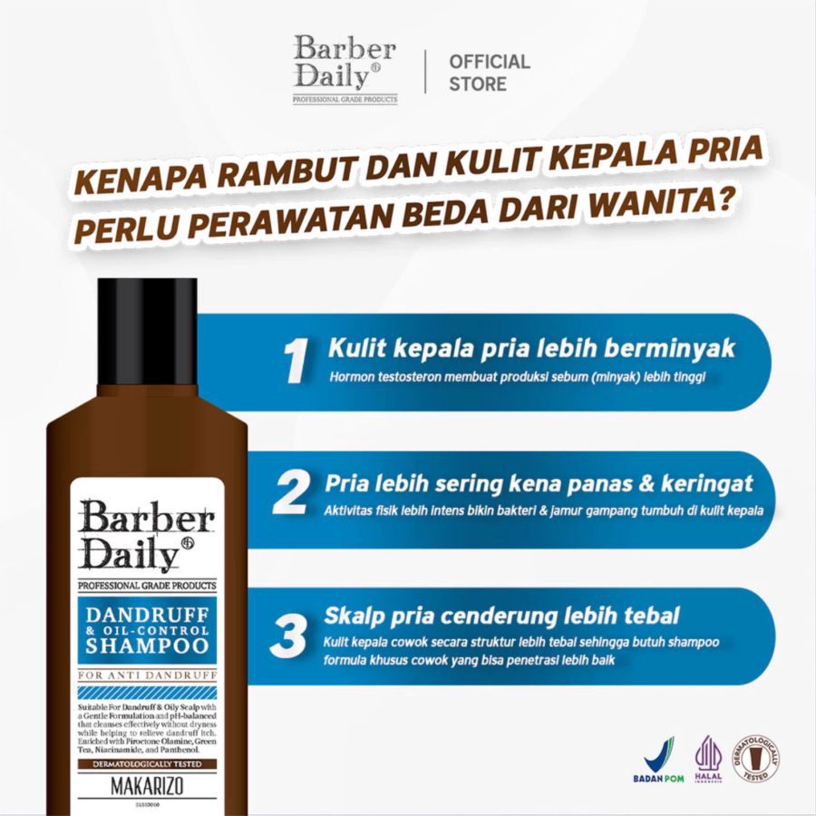 Barber Daily Dandruff & Oil Control Shampoo Bottle 165ml