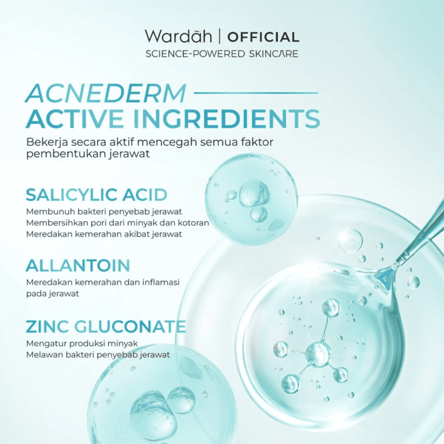 Wardah Acnederm Salicylic Acid Zinc Acne Clearing Low pH Foaming Cleanser 100ml
