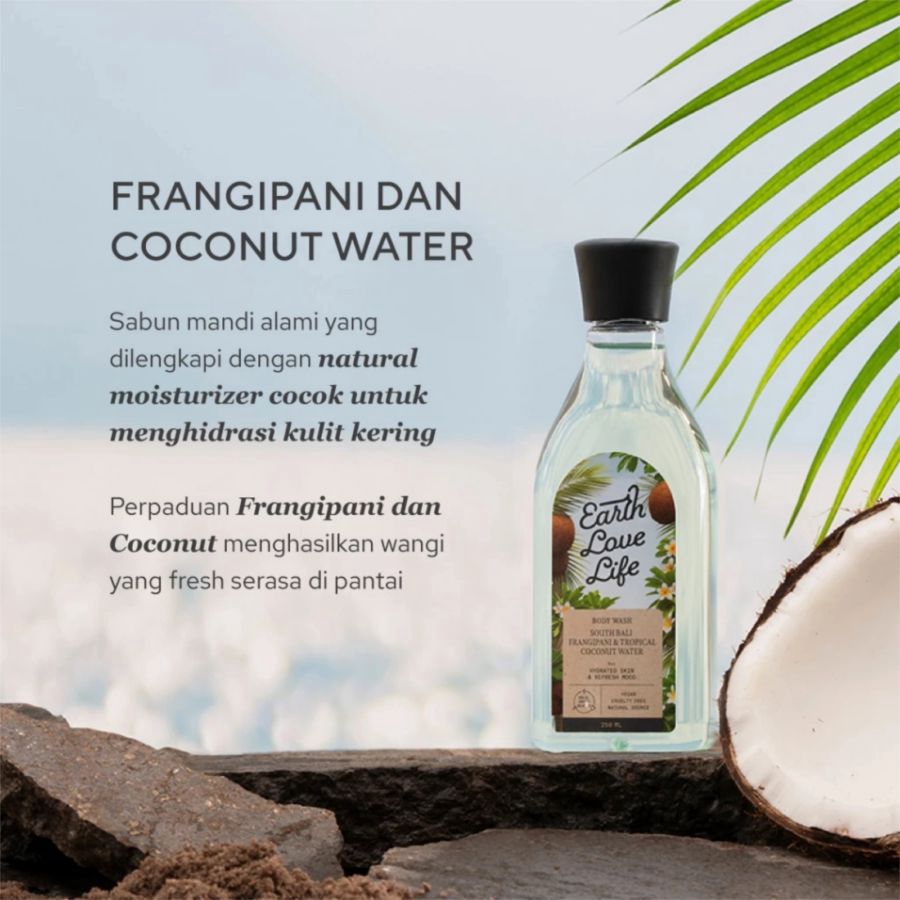 Earth Love Life South Bali Frangipani & Tropical Coconut Water Body Wash 60ml