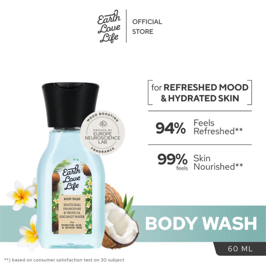 Earth Love Life South Bali Frangipani & Tropical Coconut Water Body Wash 60ml