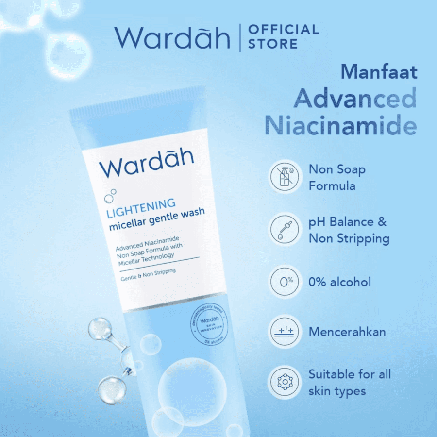 Wardah Light+ Low pH Nano Niacinamide Low Molecular Hyaluronic Gentle Facial Wash 100ml