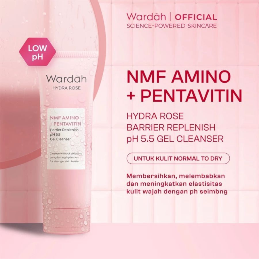 Wardah Hydra Rose NMF Amino + Pentavitin Barrier Replenish pH 5.5 Gel Cleanser