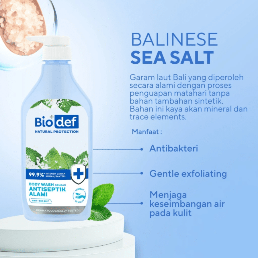 Biodef Natural Protection Mint + Sea Salt Body Wash Antiseptik Alami Pouch