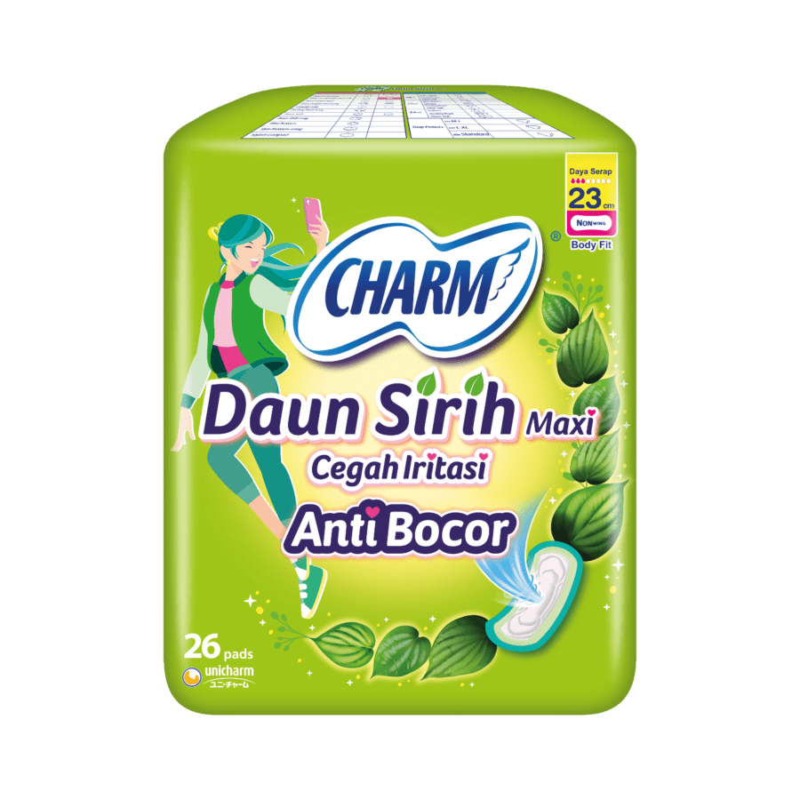 Charm Daun Sirih Maxi Non Wing 23cm Pembalut Kewanitaan 26pads