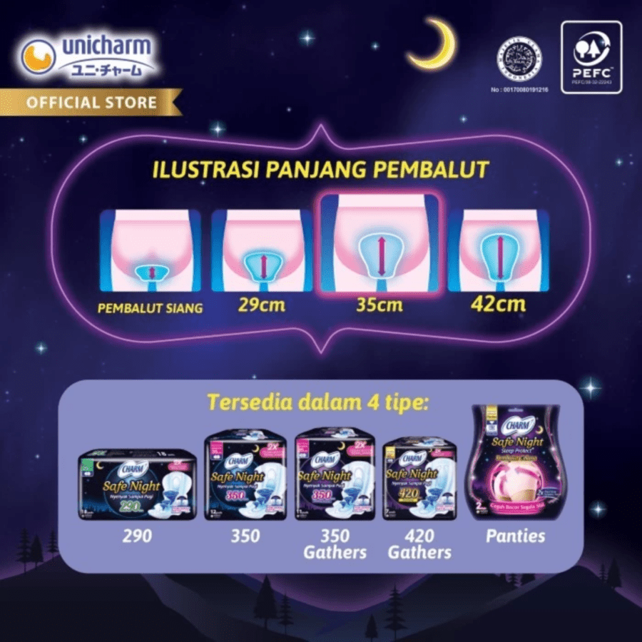 Charm Safe Night Gathers 35cm Pembalut Kewanitaan 11pads
