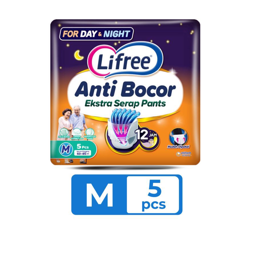 Lifree Anti Bocor Ekstra Serap Day & Night Popok Celana Dewasa M5