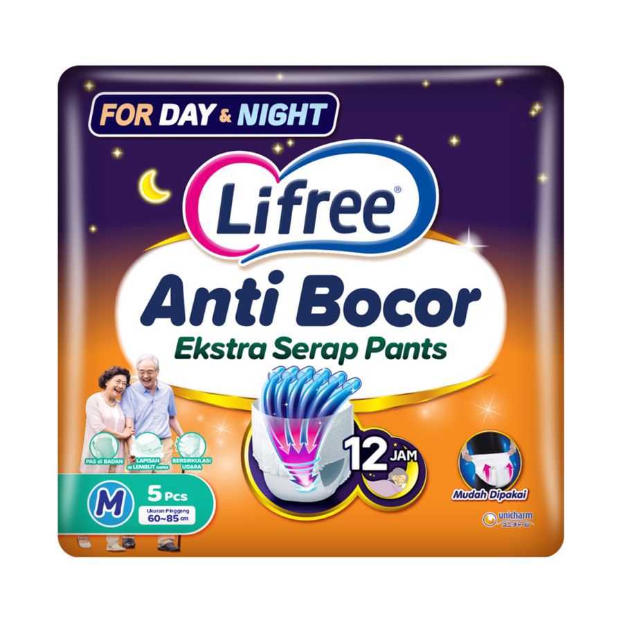 Lifree Anti Bocor Ekstra Serap Day & Night Popok Celana Dewasa M5