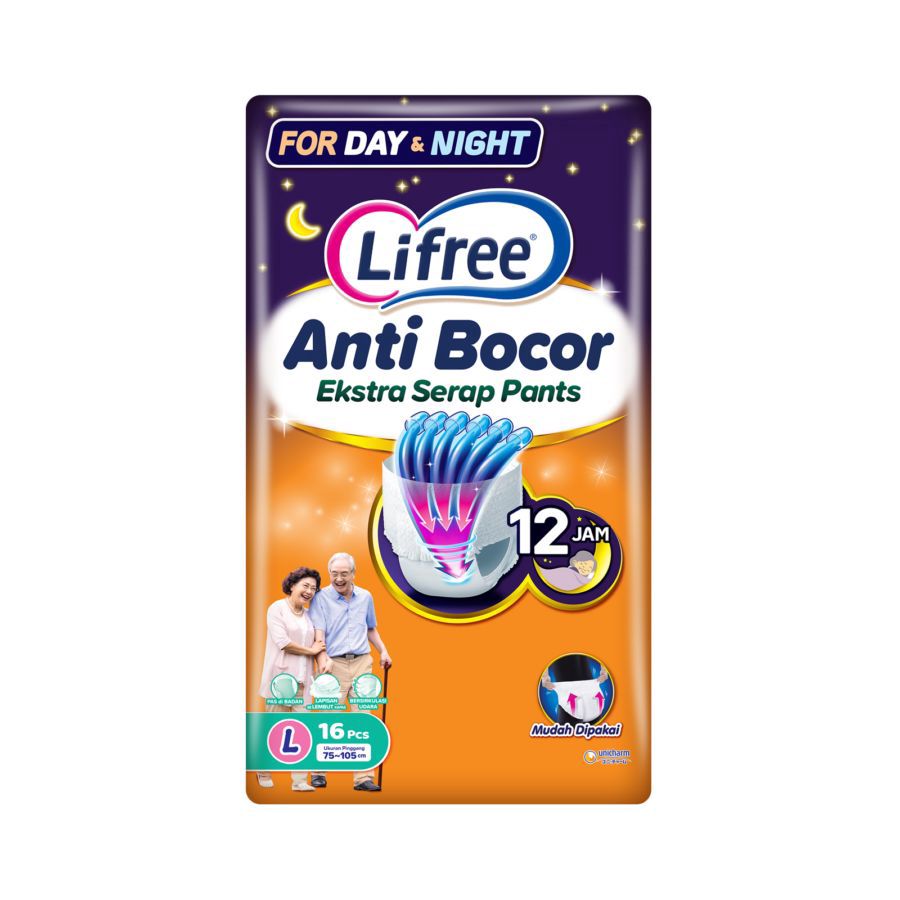 Lifree Anti Bocor Ekstra Serap Day & Night Popok Celana Dewasa L16
