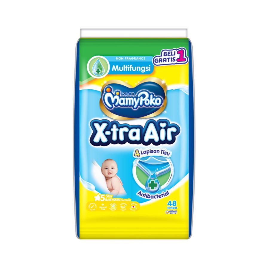 Mamypoko Antiseptic Wipes Non Fragrance Tisu Basah 48sheets