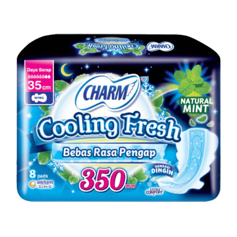 Charm Cooling Fresh Natural Mint Wing 35cm Pembalut Kewanitaan 8pads