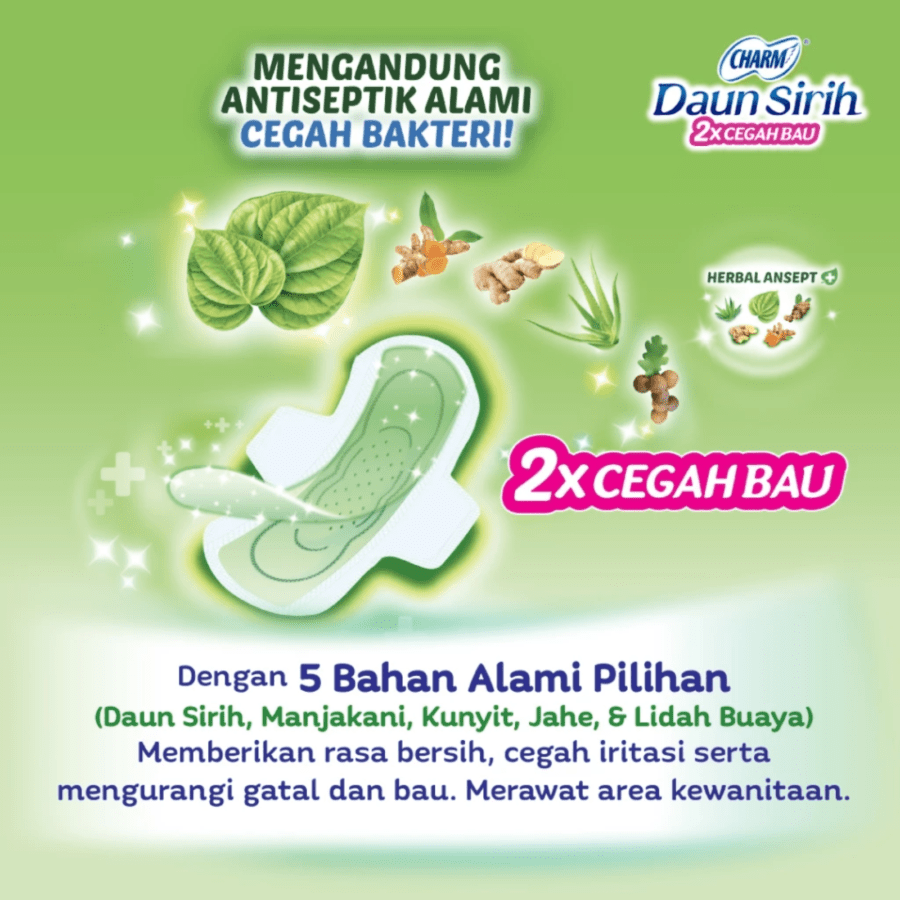 Charm Daun Sirih Herbal Night Wing 29cm Pembalut Kewanitaan 10pads