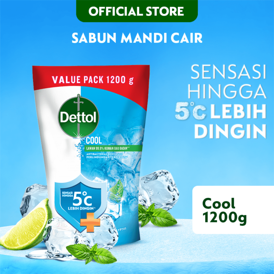 Dettol Cool Menthol & Eaucalyptus Antibacterial Body Wash Refill 1200ml