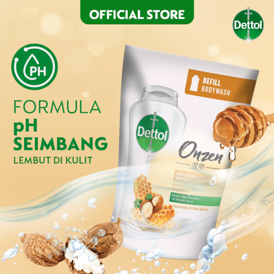Dettol Onzen Hachimitsu & Shea Butter Antibacterial Body Wash Refill 370ml