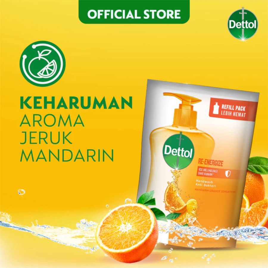 Dettol Re-energize Mandarin Orange Sensation Antibakteri Sabun Cuci Tangan 200gram