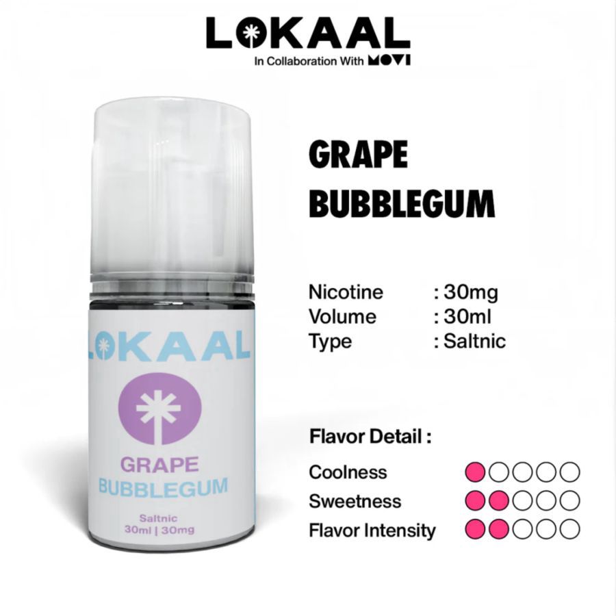 Lokaal Grape Bubblegum Saltnic E-Liquid Rokok Elektrik 30mg