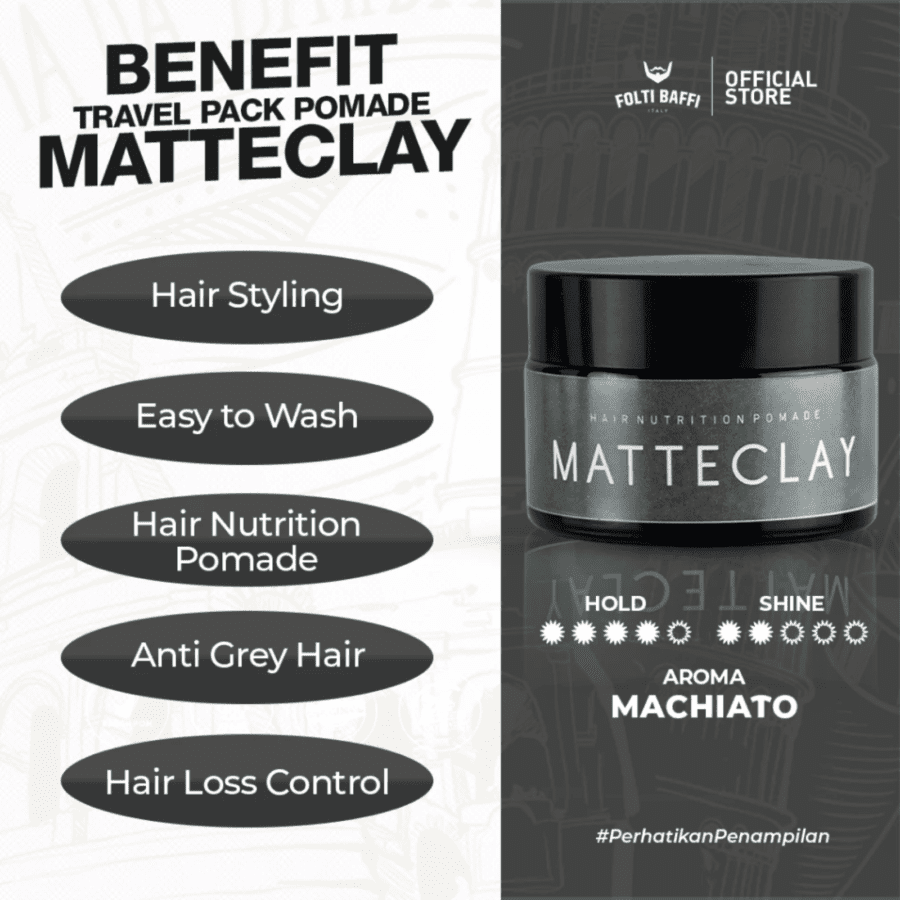 Folti Baffi Matte Clay Hair Nutrition Pomade 80gram