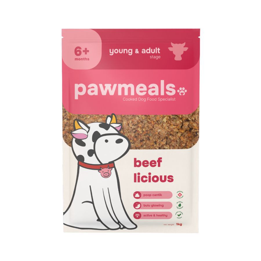 Pawmeals Young & Adult Beeflicious Cooked Makanan Anjing Basah 1000gram
