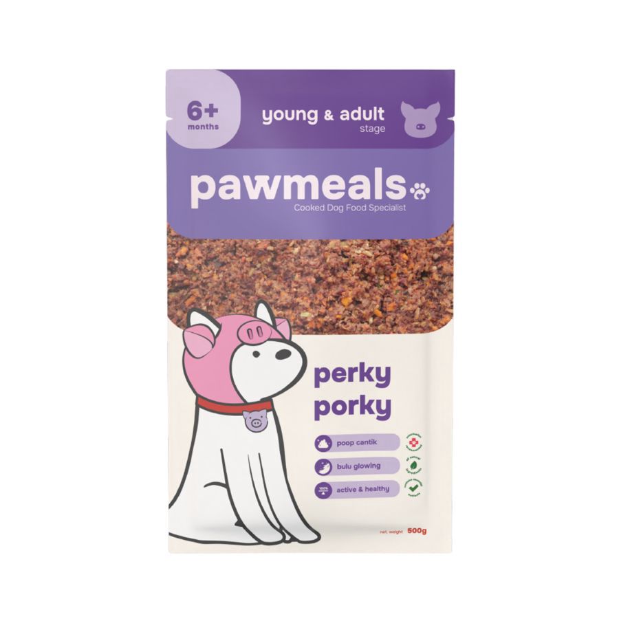 Pawmeals Young & Adult Perky Porky Cooked Makanan Anjing Basah 500gram