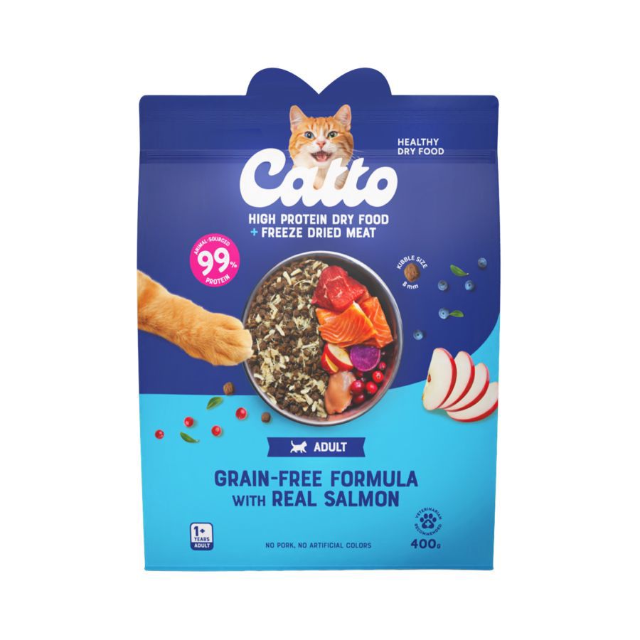 Catto Grain Free Salmon Adult Makanan Kucing Kering 400gram