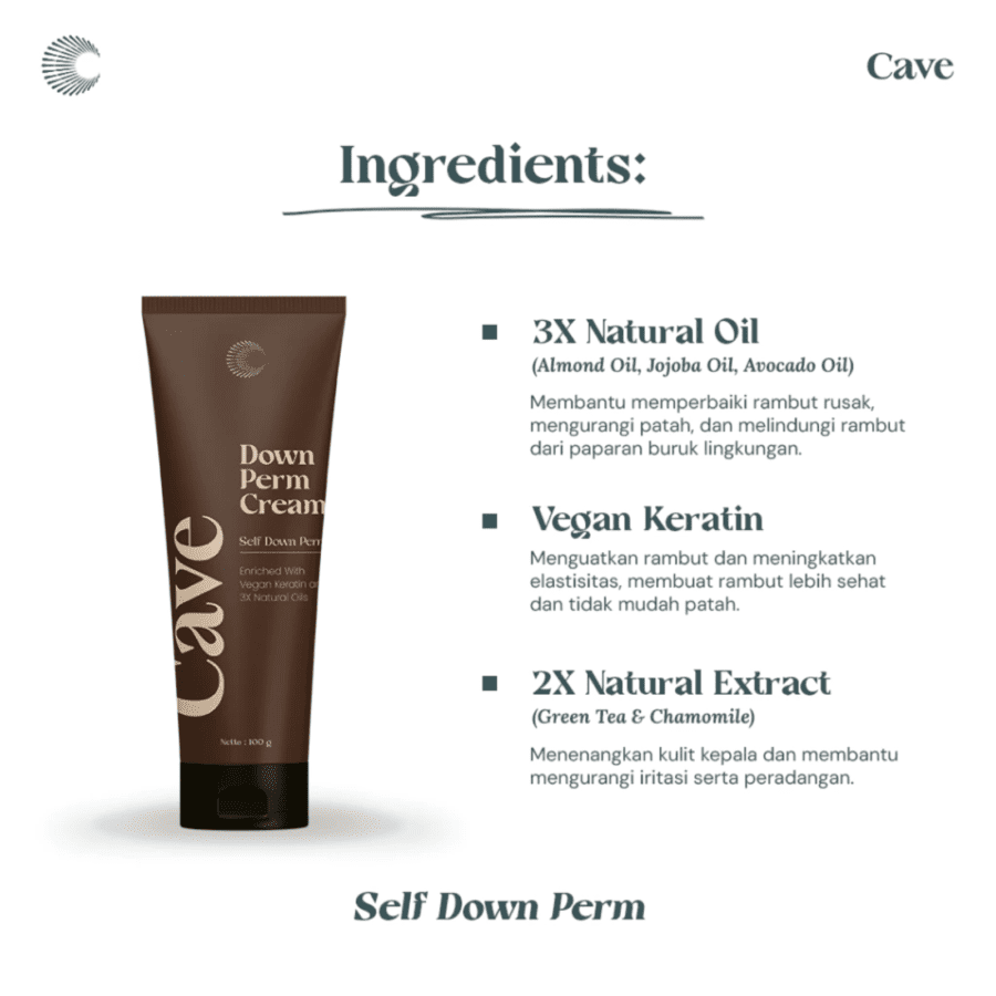 Cave Down Perm Cream Penata Rambut 100gram
