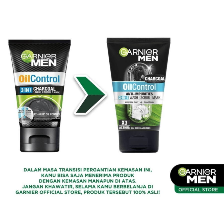 Garnier Men Oil Control Anti-Impurities 3in1 Charcoal Facial Wash