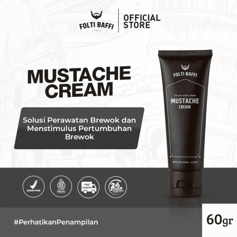 Folti Baffi Mustache Cream Penumbuh Bulu Brewok 60gram