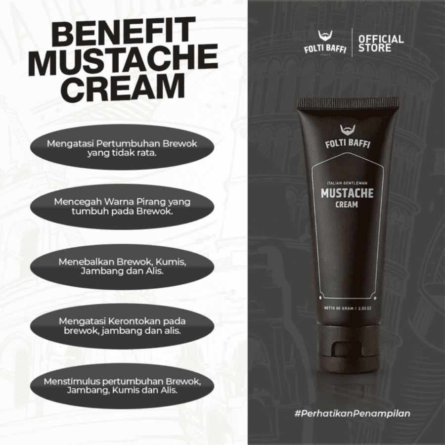 Folti Baffi Mustache Cream Penumbuh Bulu Brewok 60gram