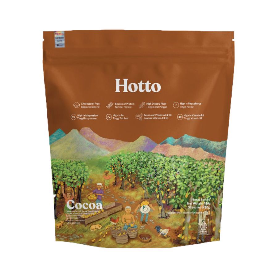 Hotto Dark Cocoa Multigrain Minuman Tinggi Serat 16 sachet x 30 gram 1pack