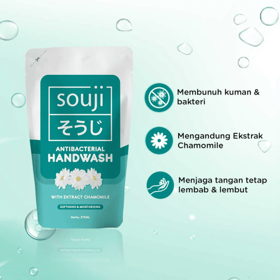 Souji Softening & Moisturizer with Extract Chamomile Antibacterial Handwash Pouch 375ml
