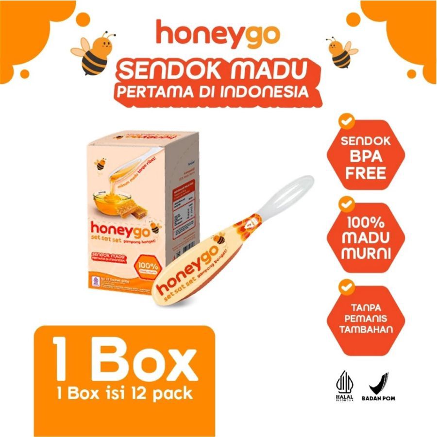 Honey Go Dengan Sendok Madu Murni Box 12sachets