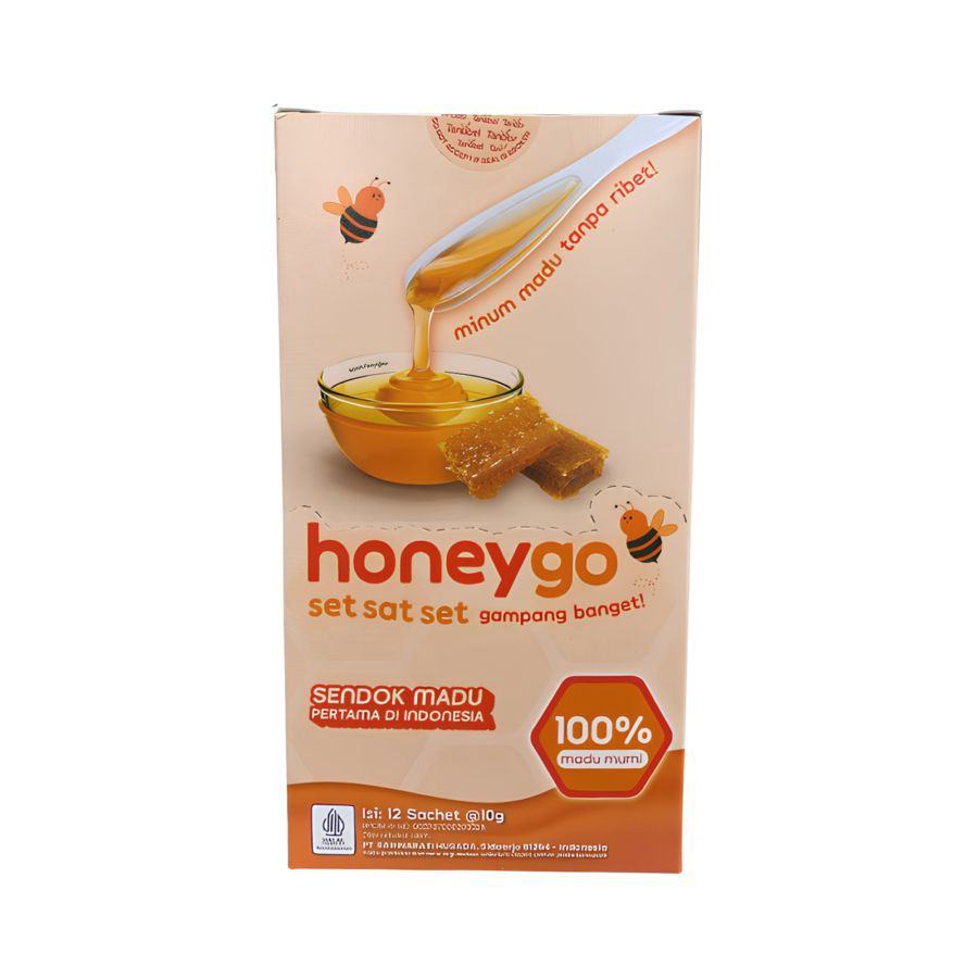Honey Go Dengan Sendok Madu Murni Box 12sachets