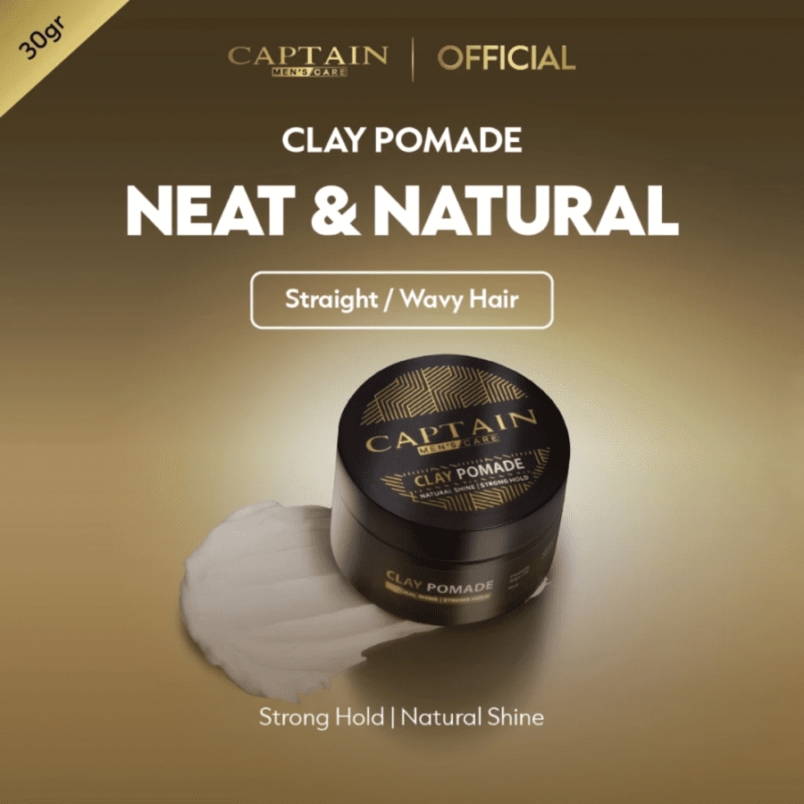 Captain Men's Care Clay Pomade Travel Size Penata Rambut 30gram