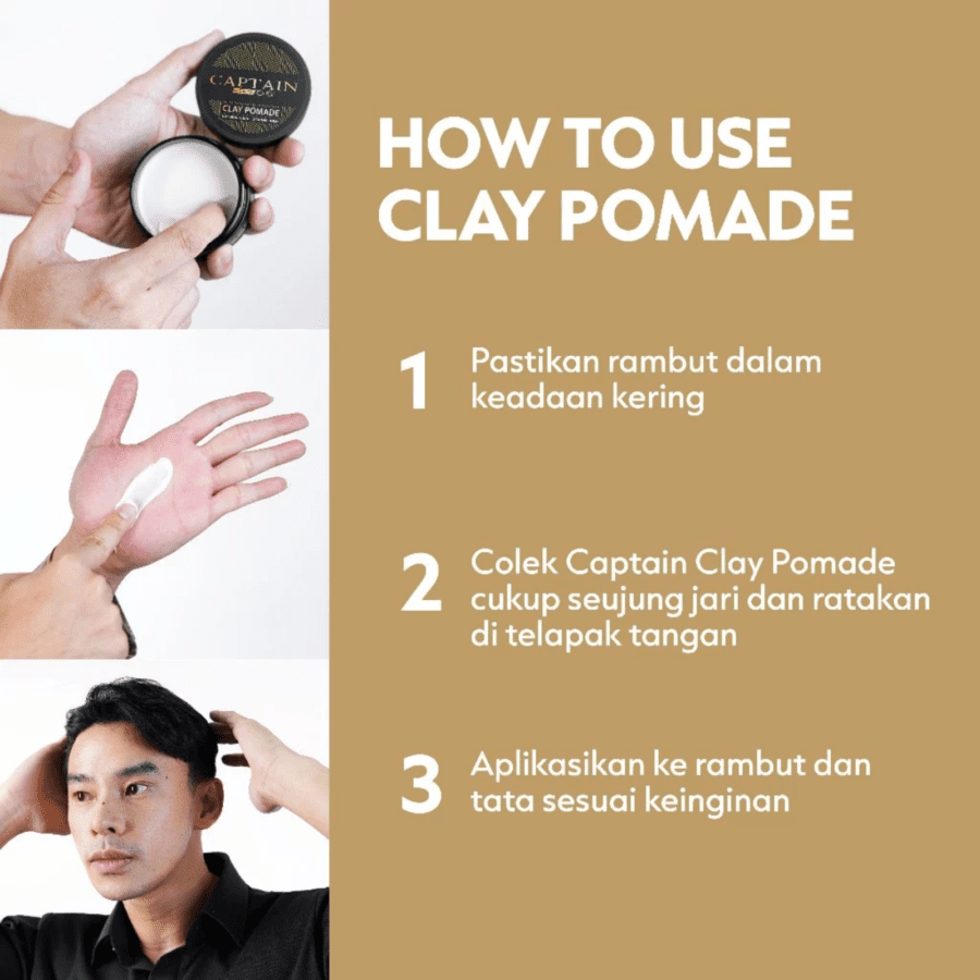 Captain Men's Care Clay Pomade Travel Size Penata Rambut 30gram