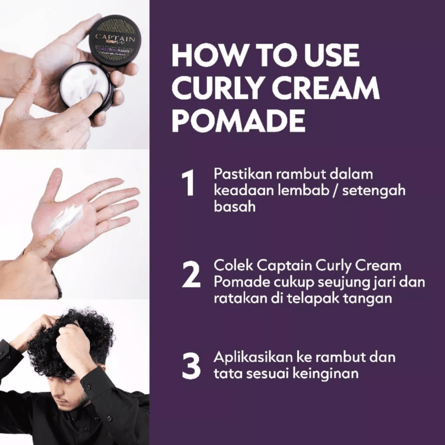 Captain Men's Care Curly Pomade Penata Rambut 80gram