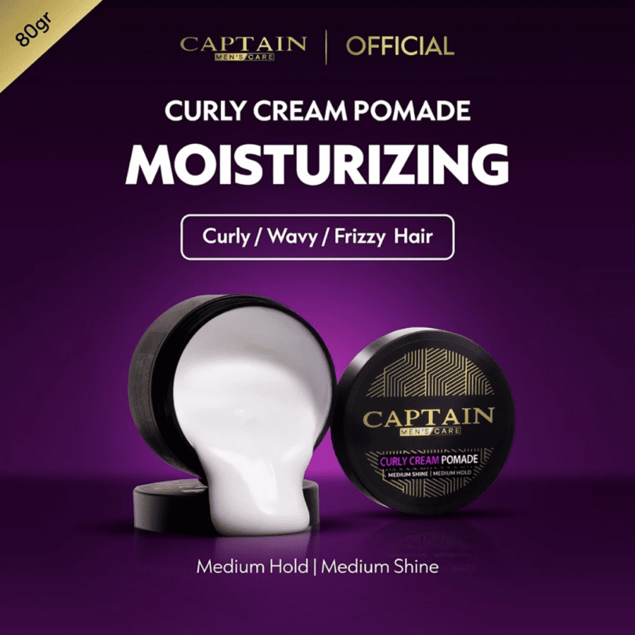 Captain Men's Care Curly Pomade Penata Rambut 80gram