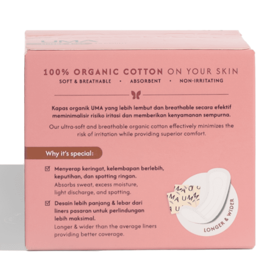 Uma Organic Cotton Cover Liners for Daily Use 18cm Pembalut Kewanitaan 20pads
