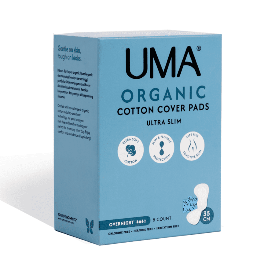 Uma Organic Cotton Cover Pads Ultra Slim Overnight 35cm Pembalut Kewanitaan 8pads