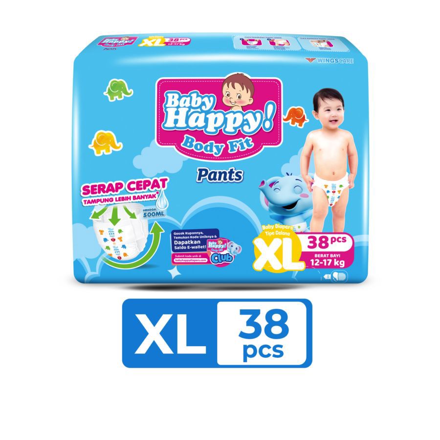 Baby Happy Body Fit Pants Diapers XL38 1pack