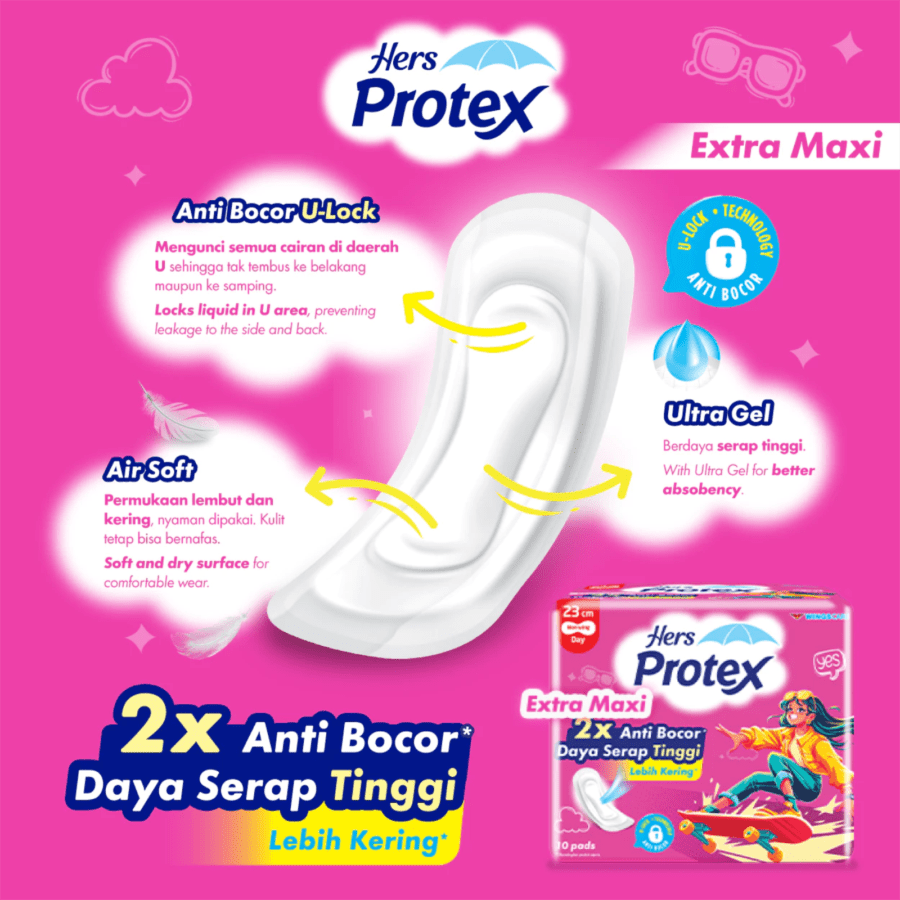 Hers Protex Extra Maxi Day Non Wing 23cm Pembalut Kewanitaan 20pads
