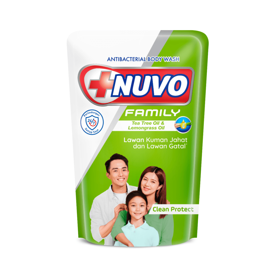Nuvo Family Nature Protect Lemongrass & Tea Tree Oil Antibacterial Body Wash Pouch 400ml