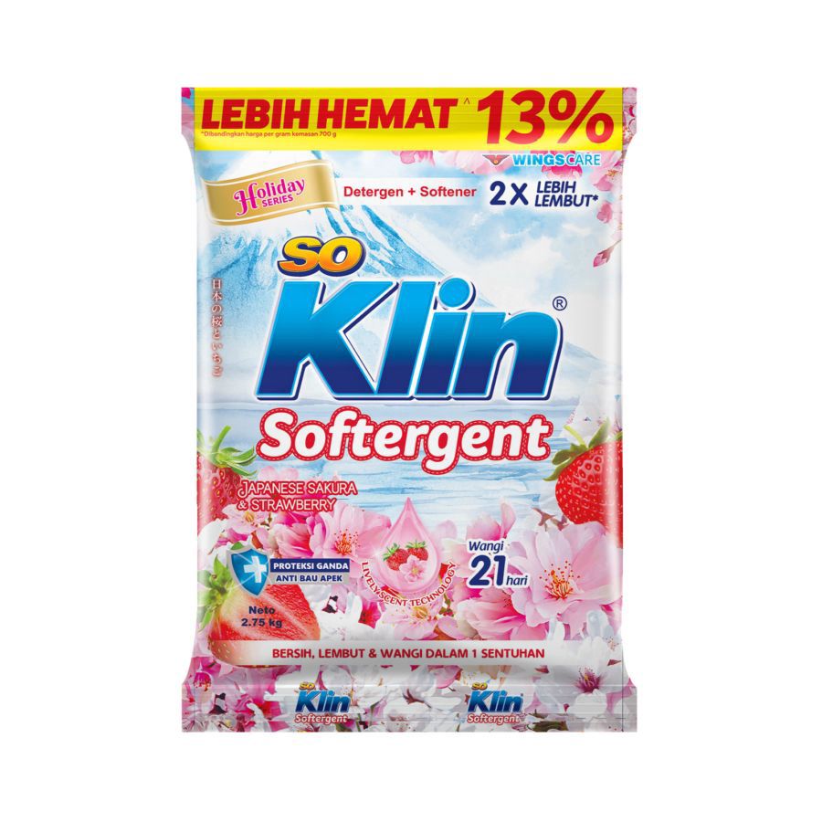SoKlin Softergent Japanese Sakura & Strawberry Deterjen Bubuk 2700gram
