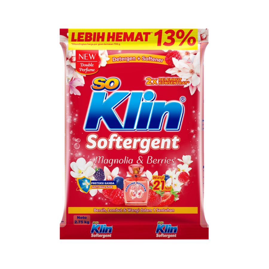 SoKlin Softergent Magnolia & Berries Deterjen Bubuk 2700gram